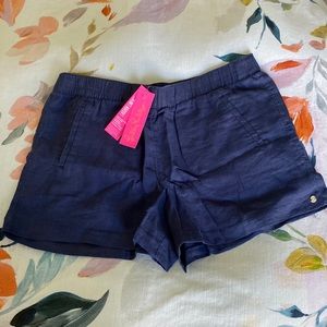 NWT Lilly Pulitzer 4” Lilo Linen Shorts XL in true navy